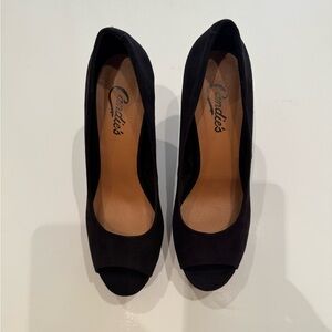 CANDIES Elegant Black Peep Toe Heels